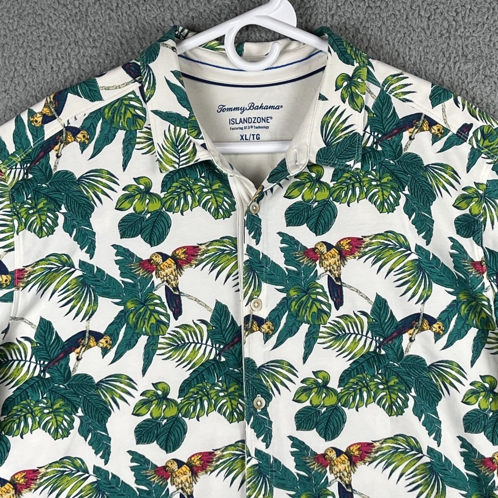 Tommy Bahama Island Zone Hawaiian Shirt Mens XL Parrot Bird Allover Print 37.5 - Picture 2 of 11
